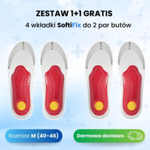 SoftiFix - Amortyzujące Wkładki na Płaskostopie, Koślawość i Bóle Stóp 1+1 (2 Pary)